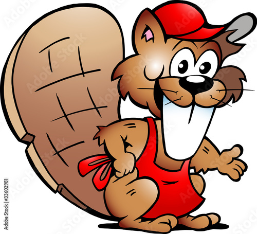Hand-drawn Vector illustration of an Beaver Serving Guests