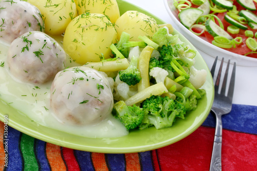 Pork meatballs with dill sauce