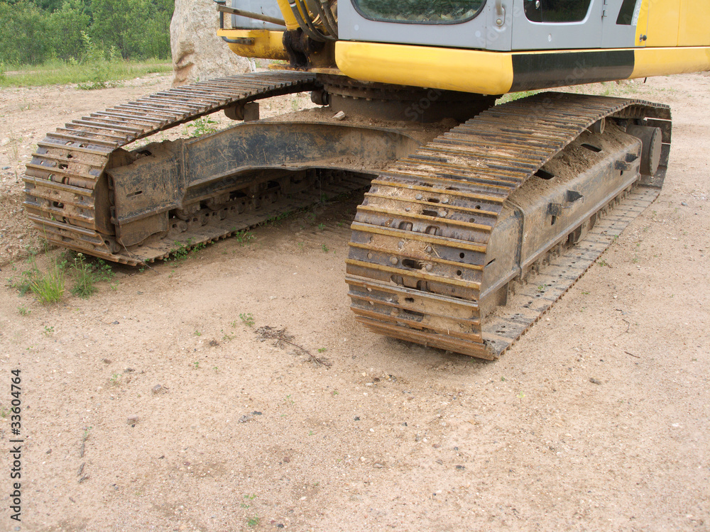 Part of construction machine with two caterpillars Part of construction machine with two caterpillars