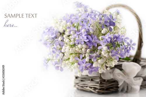 Spring flowers in basket