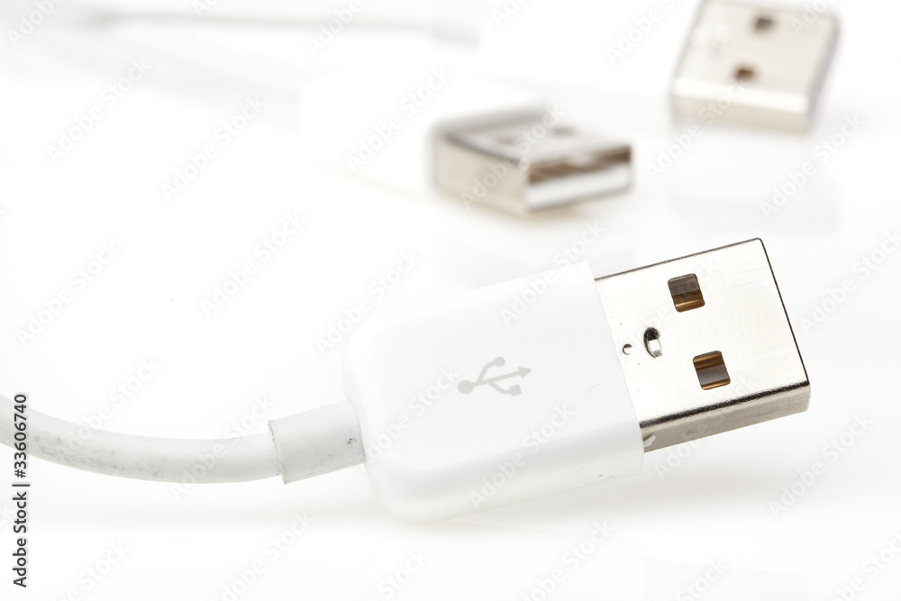 Fototapeta premium A white USB cable
