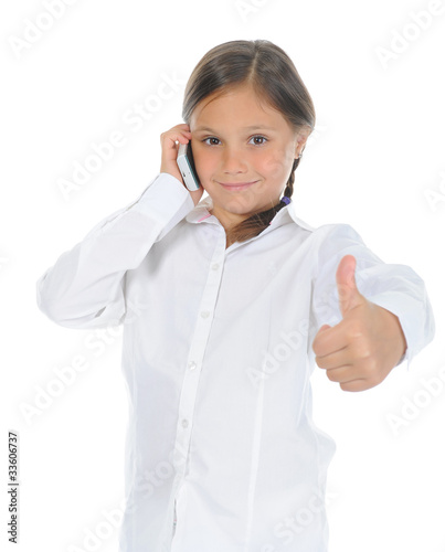 Cute little girl with thumbs up