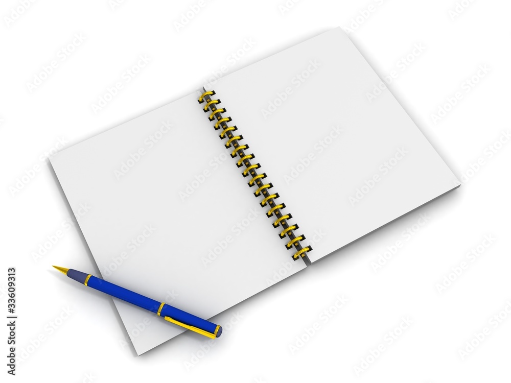 Open blank note book with pen Open blank note book with pen