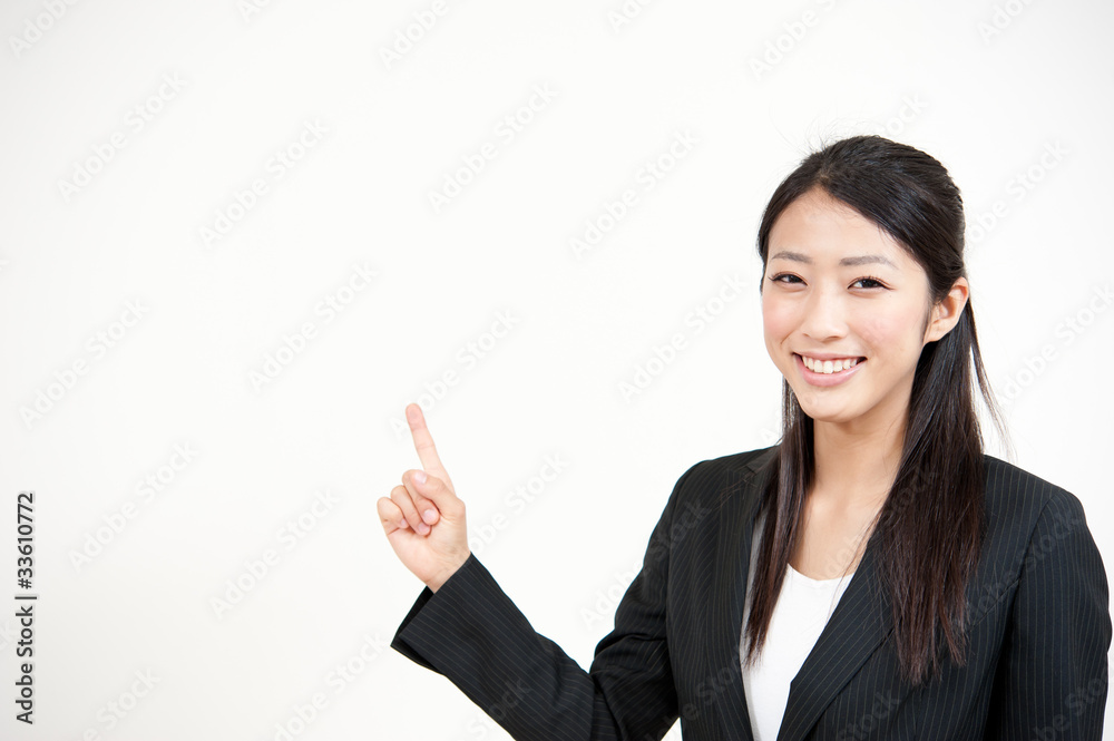 a portrait of asian businesswoman pointing a portrait of asian businesswoman pointing