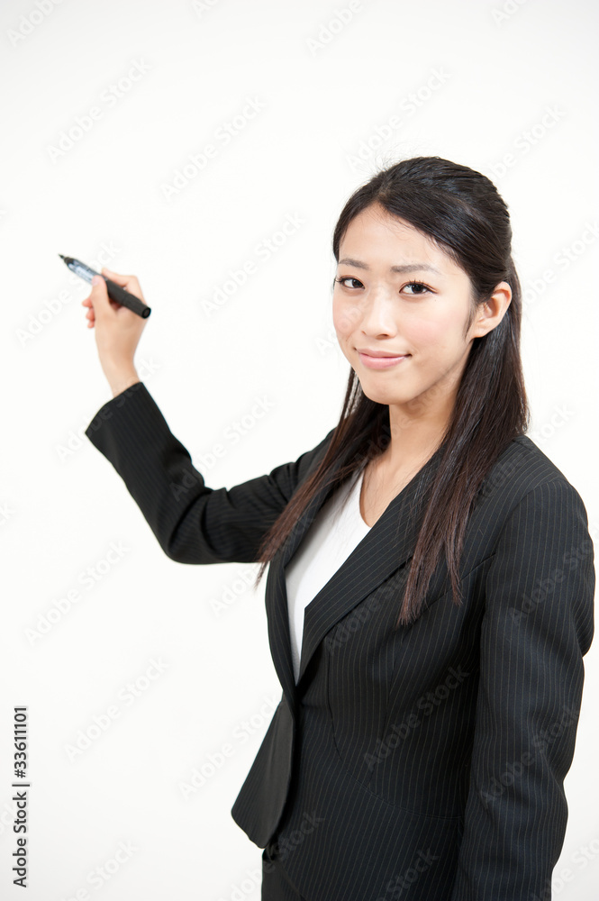 a portrait of asian businesswoman writing a portrait of asian businesswoman writing