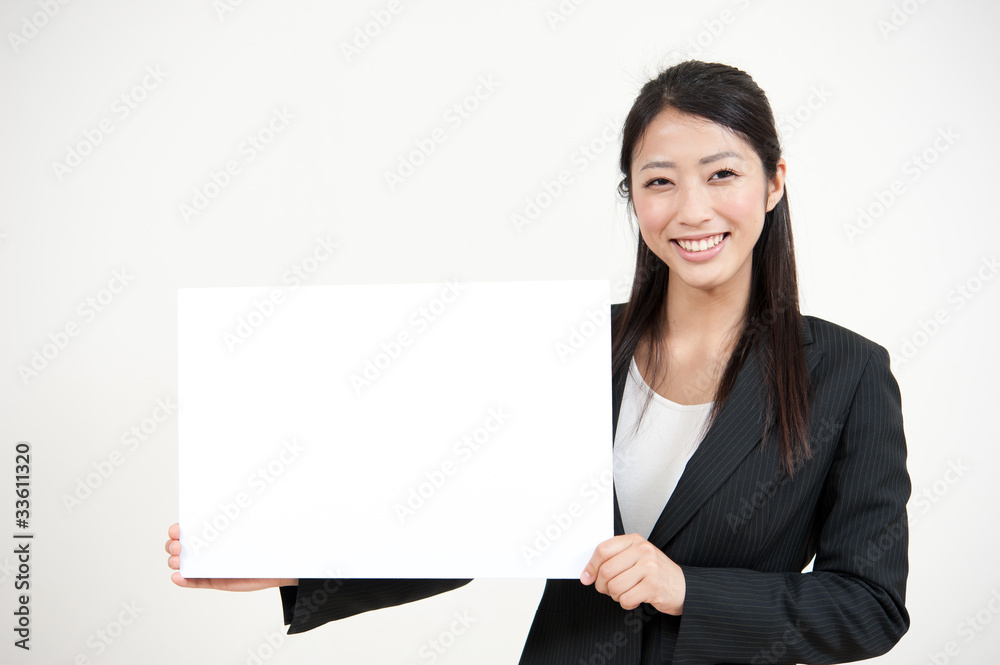 a portrait of asian businesswoman with blank whiteboard a portrait of asian businesswoman with blank whiteboard