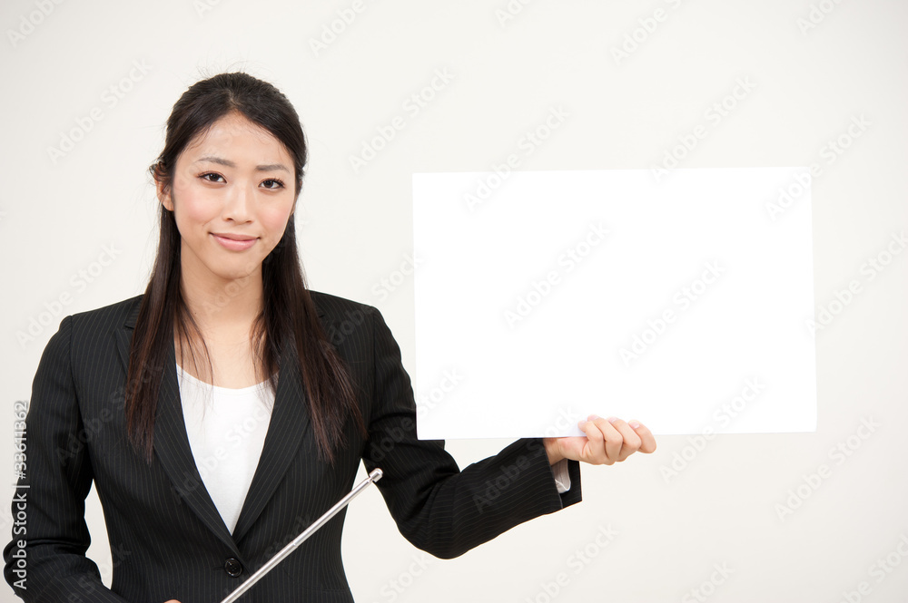 a portrait of asian businesswoman with blank whiteboard a portrait of asian businesswoman with blank whiteboard