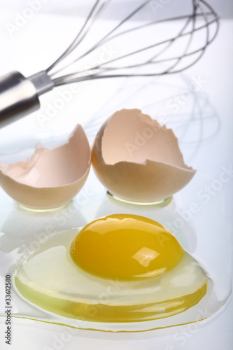 Eggs and whisk photo