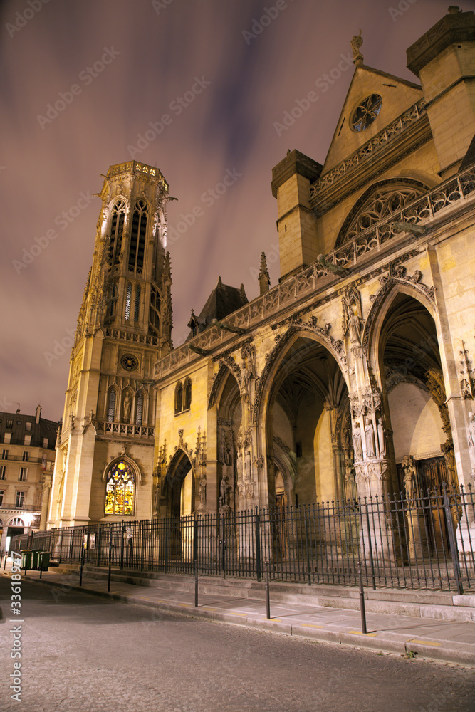 Paris - Saint Germain-l'Auxerrois gothic church at night