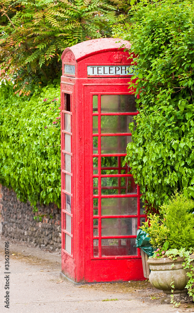British classic phone box in Lavenham, Suffolk