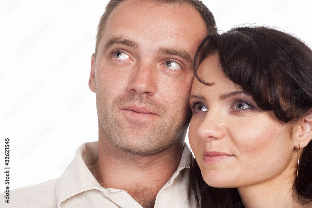 beautiful couple on white