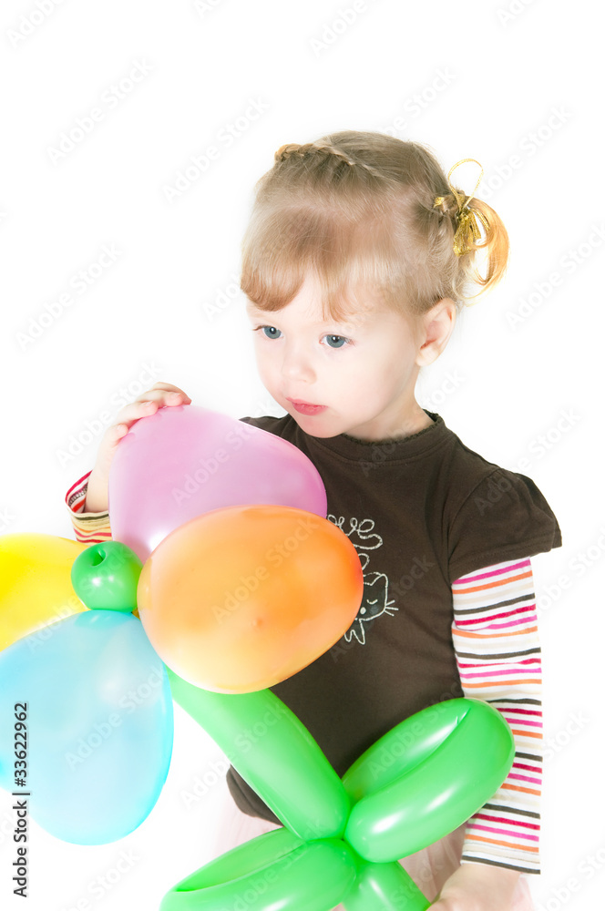 Little girl with baloons flower