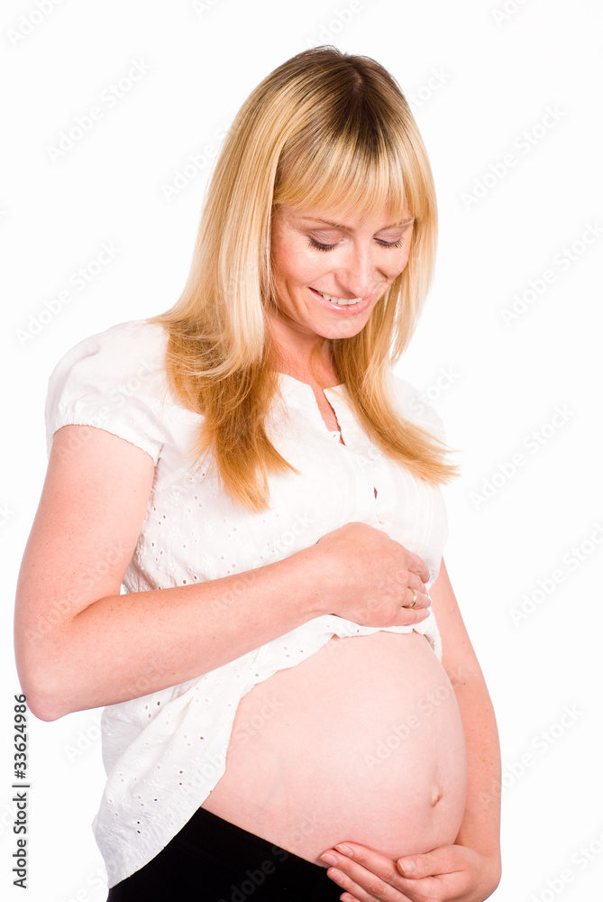 pregnant woman in white