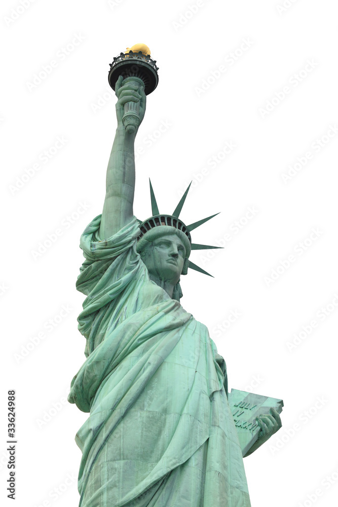 Fototapeta premium The Statue of Liberty isolated on white, New York City