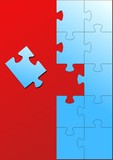 Puzzle in rot und blau