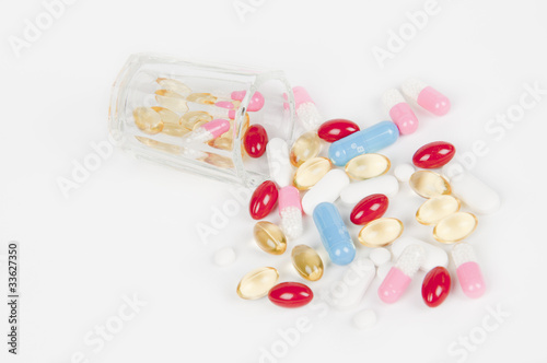 pills and glass