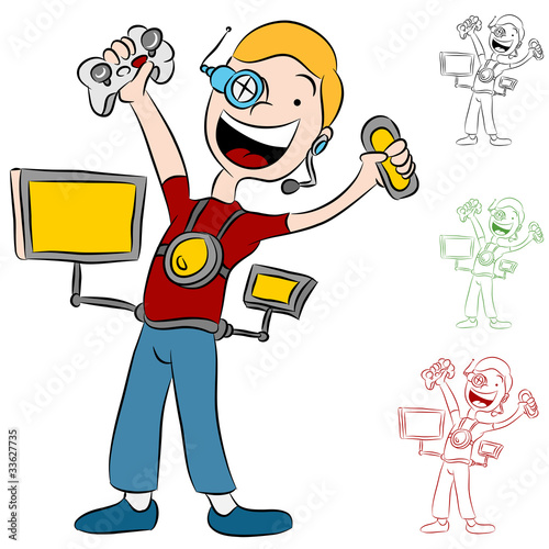 Computer Video Game Addict Kid