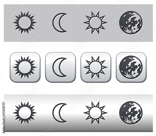 Icônes astre solaire et lunaire