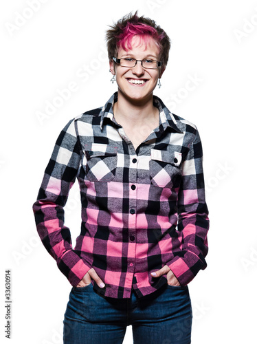 Portrait of cool woman smiling photo