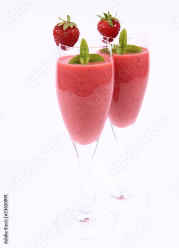 Strawberry shake in champagne glasses