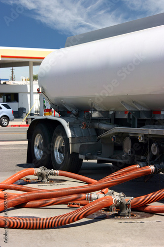 Gasoline truck at the gas station