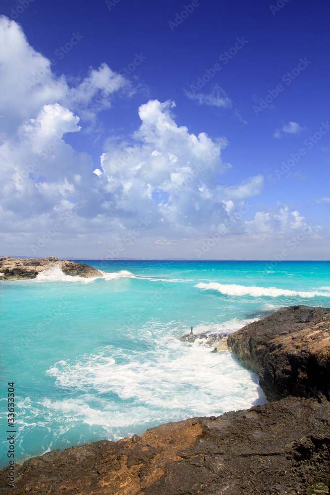 escalo es calo Formentera north rocky coast aqua escalo es calo Formentera north rocky coast aqua