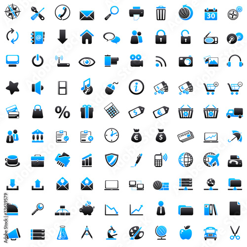 100 Web Icons blue
