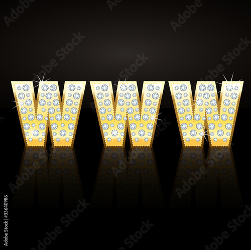 Solid 3D Web with Gold and Diamonds