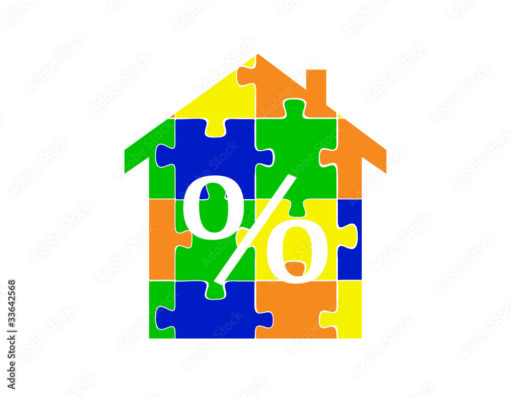 Puzzle house percent-vector illustration