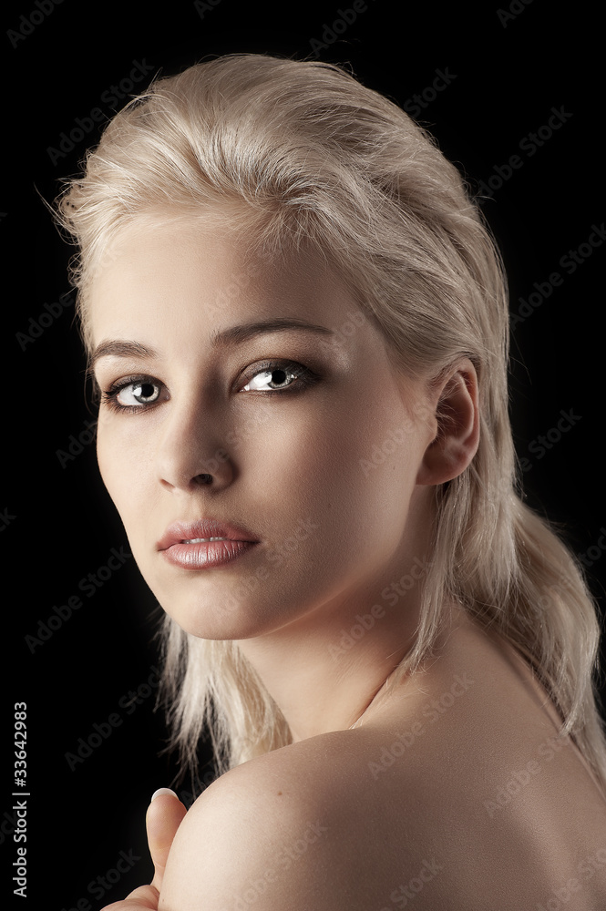 beauty portrait of a blonde short hair girl beauty portrait of a blonde short hair girl
