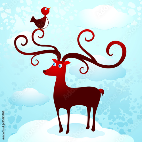 Deer and bird