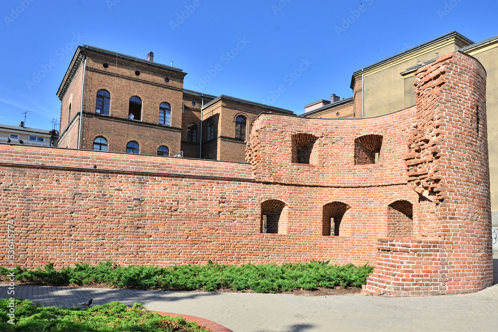 Defensive walls' remains in Poznan, Poland