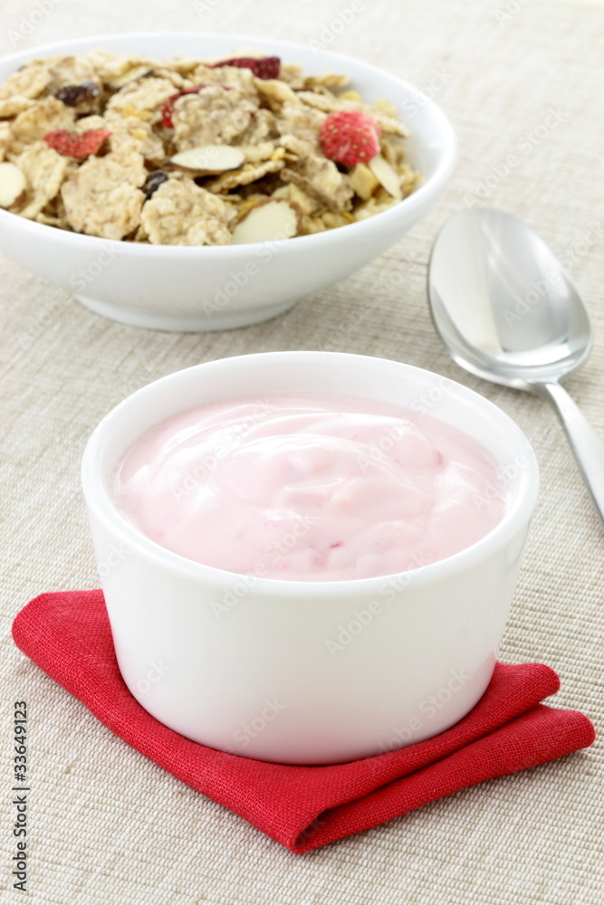 delicious strawberry yogurt and fresh cereal delicious strawberry yogurt and fresh cereal