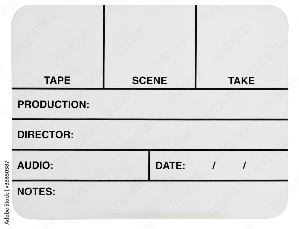 Blank white video slate Blank white video slate