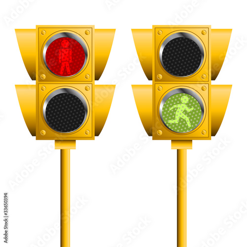 Pedestrian traffic lights isolated over white background
