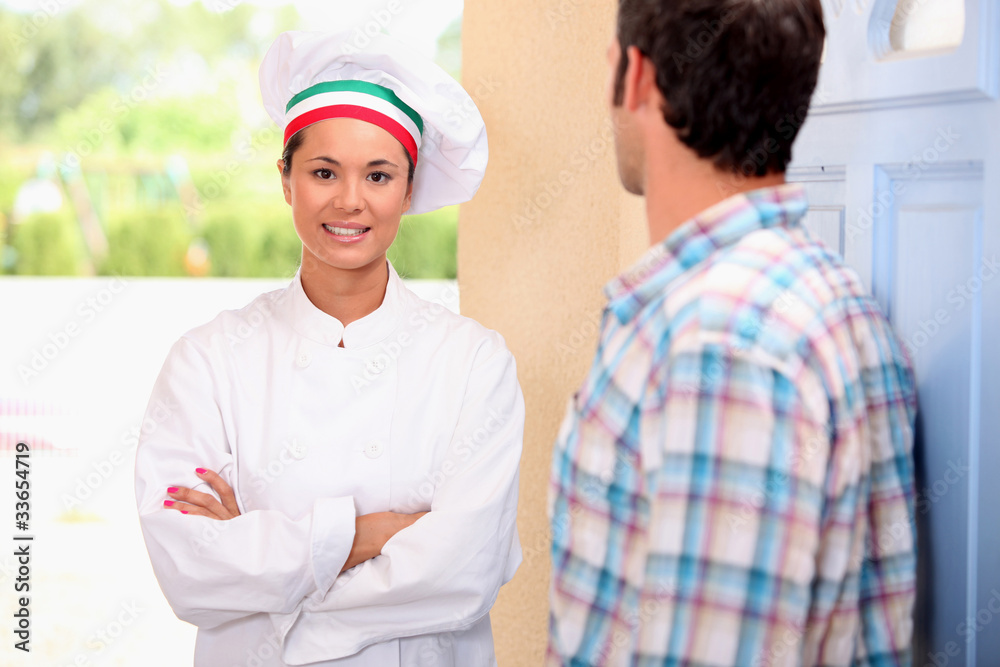 Obraz premium Chef on doorstep