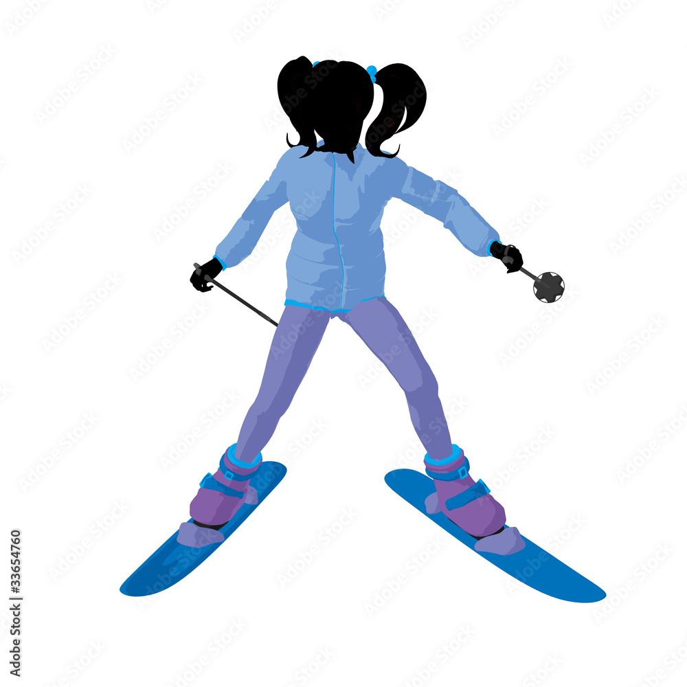 Obraz premium Skier Girl Illustration Silhouette