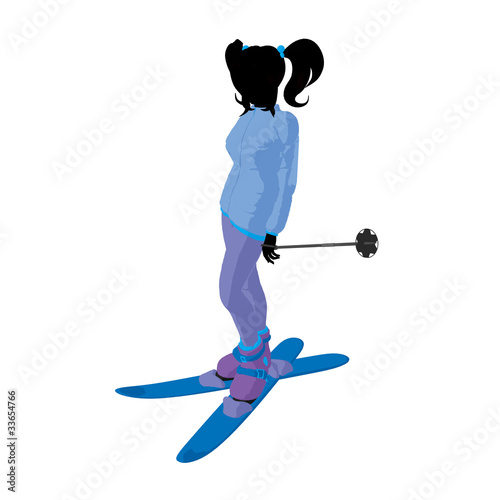 Skier Girl Illustration Silhouette