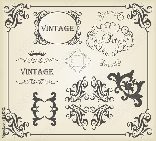 Vintage calligraphic elements and ornaments set