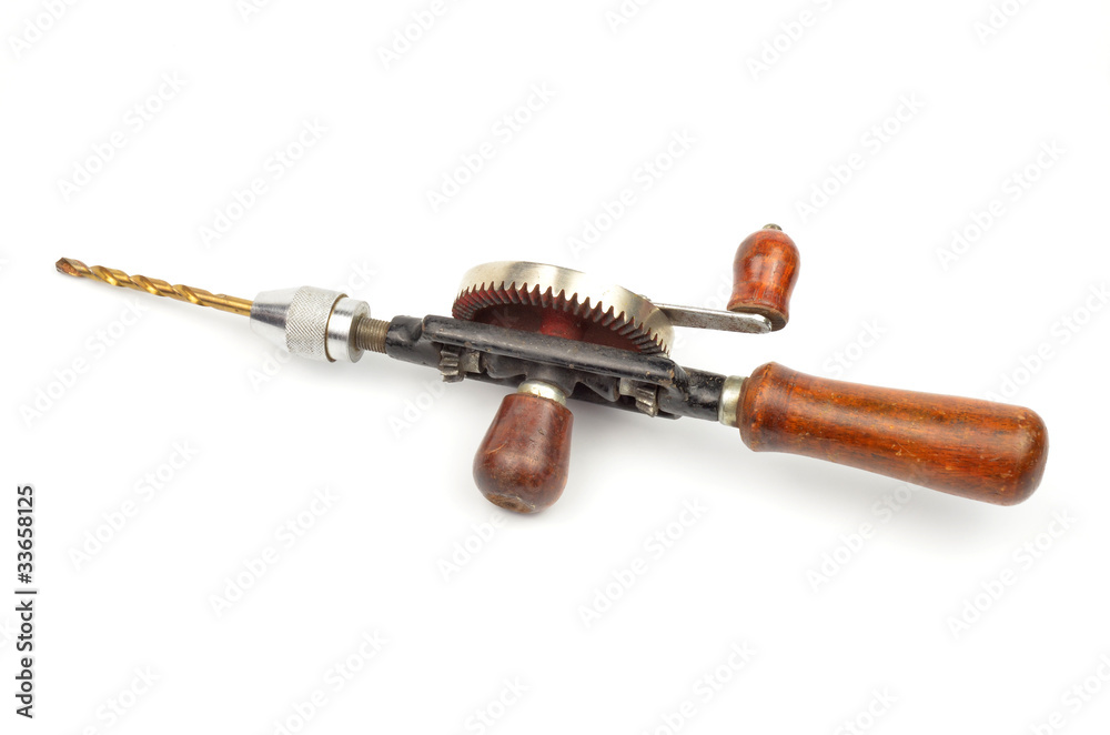 vintage hand drill isolated