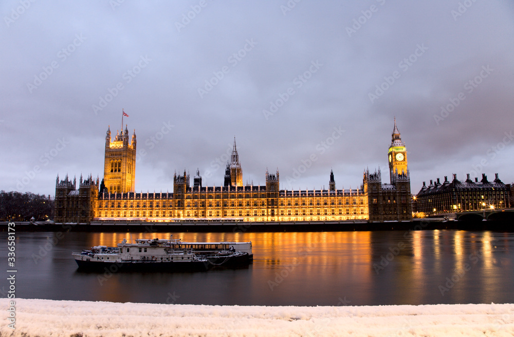 Snow Covered Westminster at Night