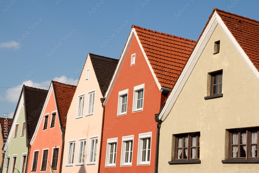 Typical colorful houses in Schongau, Germany