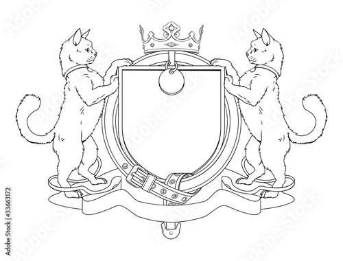 Cat pets heraldic shield coat of arms