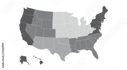 US regional map grayscale