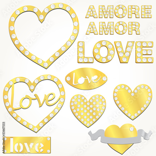 Plates of gold and diamonds vector illustration.