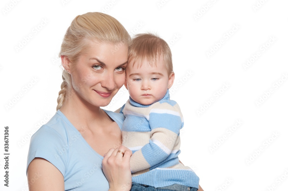 Happy mother holding her baby Happy mother holding her baby