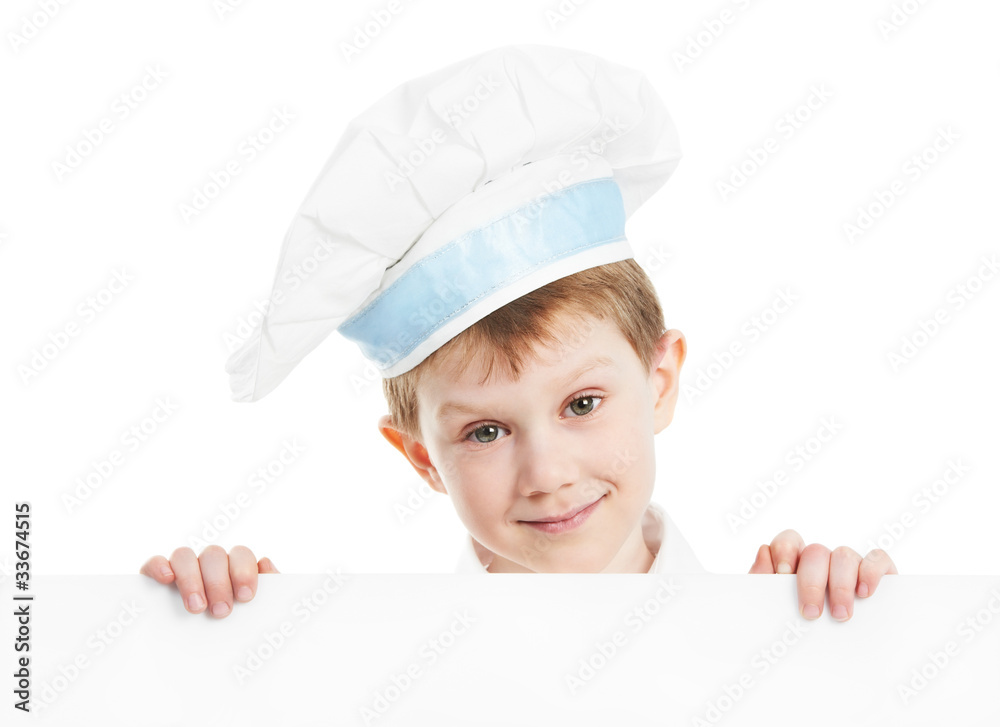 chef boy with blank billboard chef boy with blank billboard
