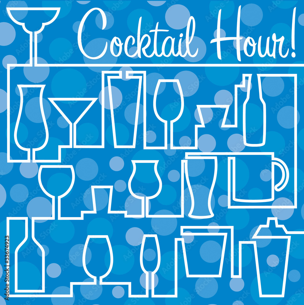 Bright Cocktail Hour card in vector format. Bright Cocktail Hour card in vector format.