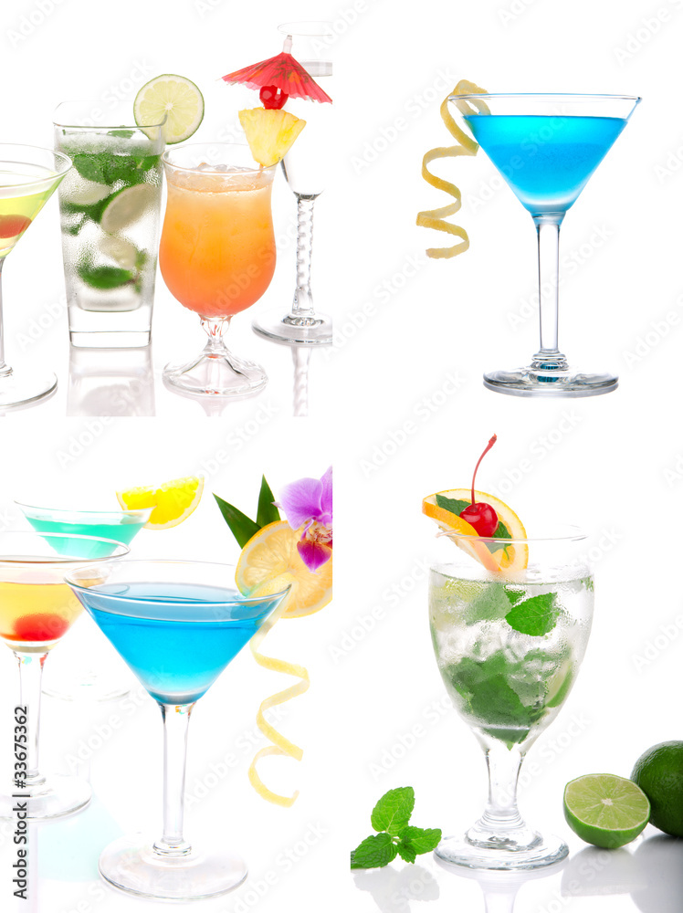 Tropical Cocktails Cocktails collage Martini, Mojito Tropical Cocktails Cocktails collage Martini, Mojito
