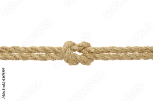 Jute Rope with Reef Knot on White Background